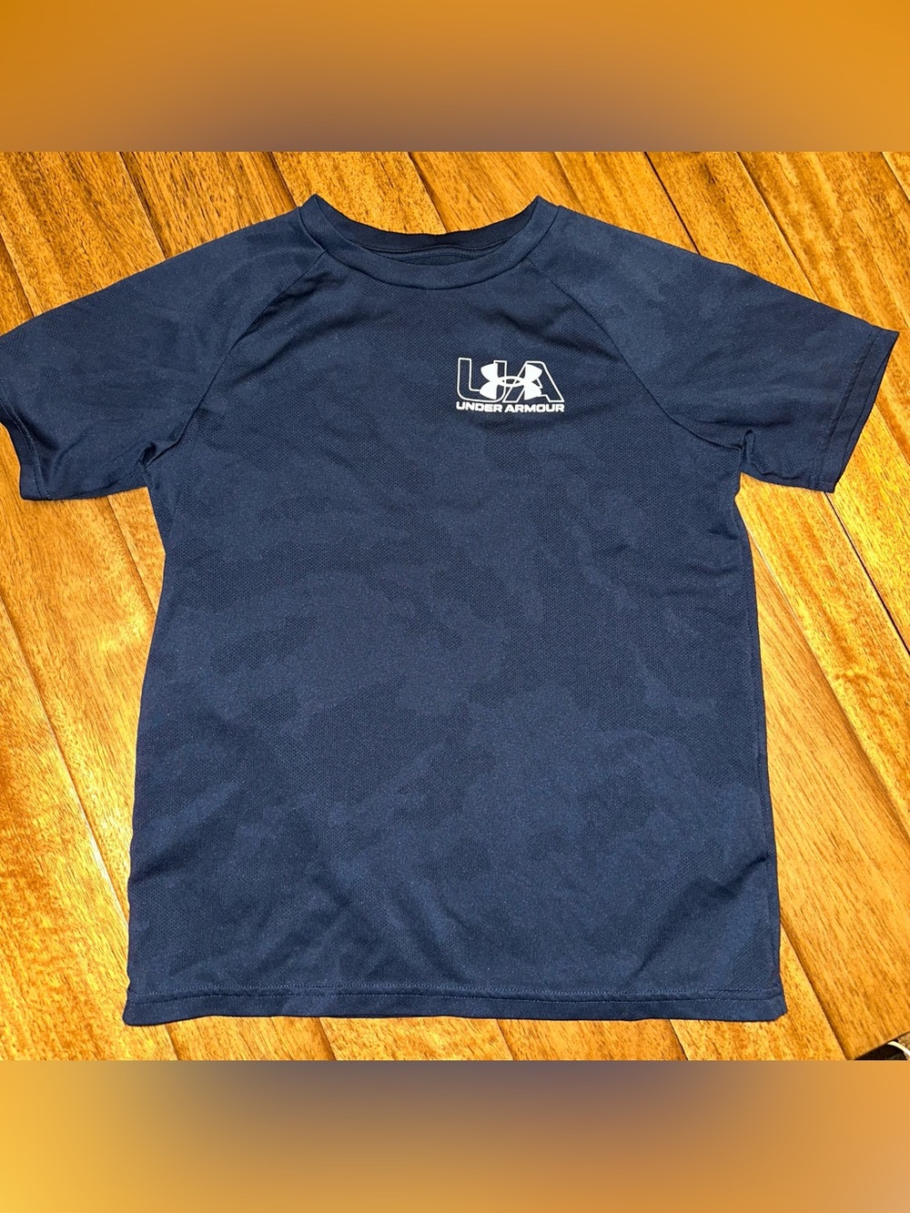 Under Armour Boys Blue Graphic Logo T-Shirt Short Sleeve Crew Neck Loose L 396